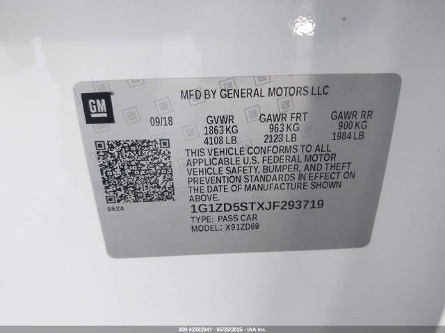 1G1ZD5STXJF293719 Chevrolet MALIBU LT