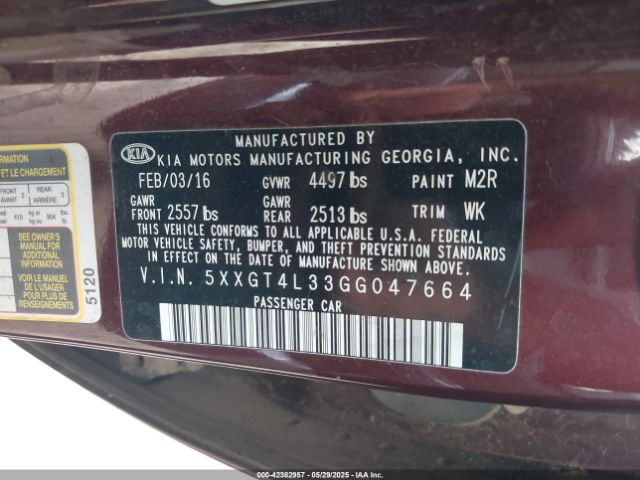2016 KIA OPTIMA 5XXGT4L33GG047664 Photo 8