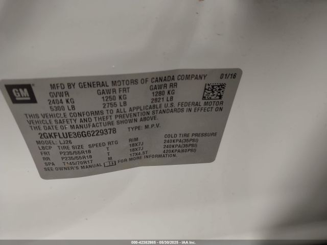 2016 GMC TERRAIN 2GKFLUE36G6229378 Photo 8
