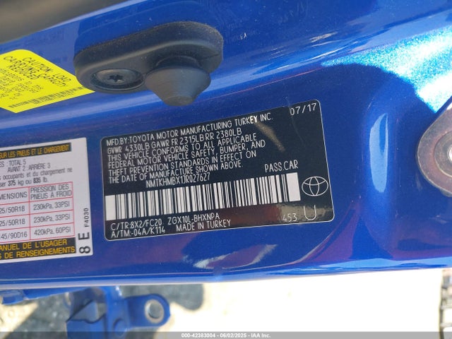 NMTKHMBX1JR027627 Toyota 3zr-fae