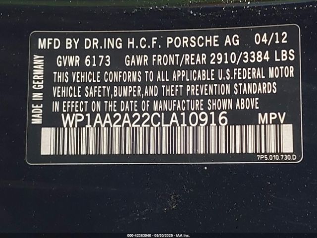 2012 PORSCHE CAYENNE WP1AA2A22CLA10916 Photo 8