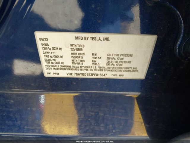 2023 TESLA MODEL Y 7SAYGDEE3PF816547 Photo 8