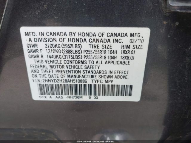 2010 ACURA MDX 2HNYD2H28AH510886 Photo 8