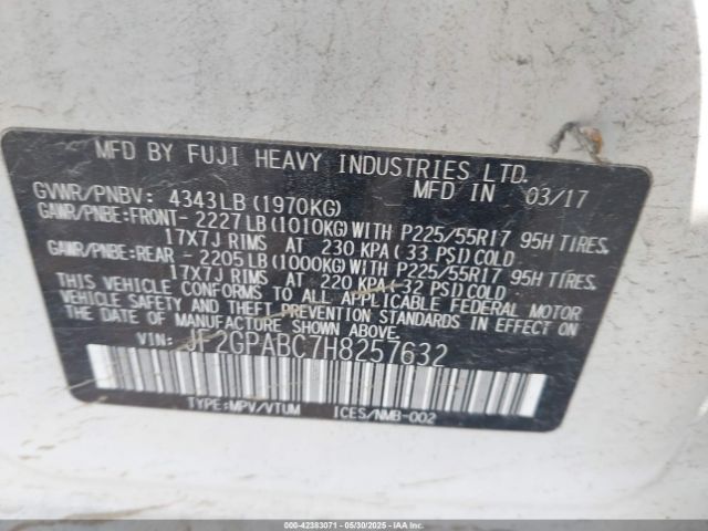 JF2GPABC7H8257632 Subaru Crosstrek 2.0i Premium