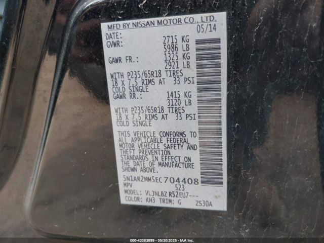 5N1AR2MM5EC704408 Nissan Pathfinder S