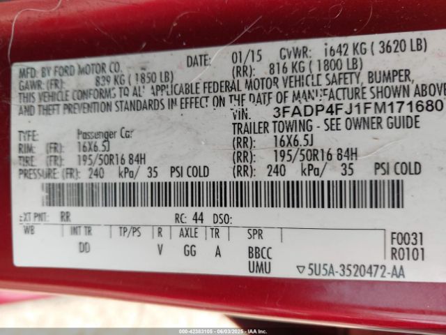 3FADP4FJ1FM171680 Ford Fiesta Titanium
