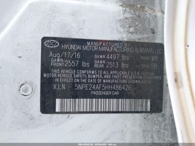 5NPE24AF5HH486426 Hyundai SONATA SE