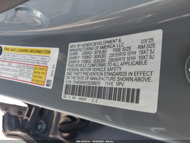 7FARS6H97SE088870 Honda lfc3