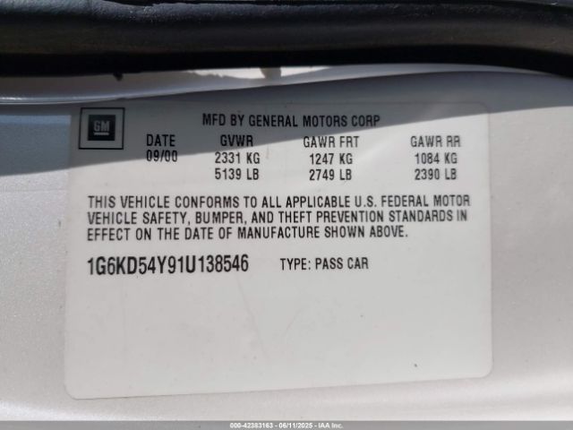 2001 CADILLAC DEVILLE 1G6KD54Y91U138546 Photo 8
