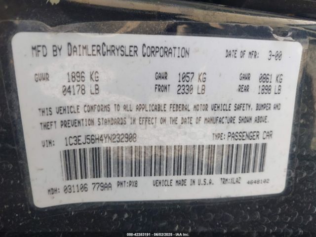 2000 CHRYSLER CIRRUS 1C3EJ56H4YN232908 Photo 8