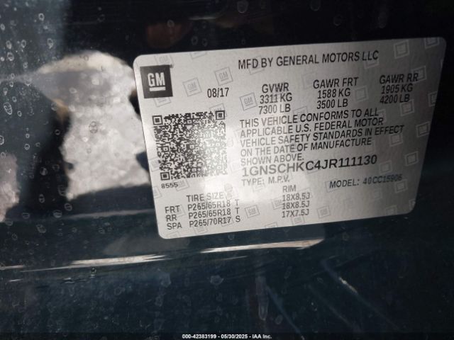 1GNSCHKC4JR111130 Chevrolet Suburban Lt