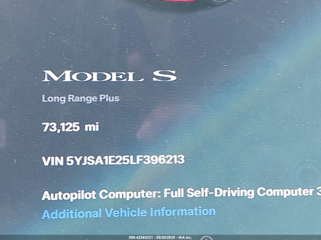 2020 TESLA MODEL S 5YJSA1E25LF396213 Photo 6