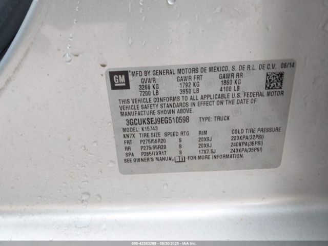 2014 CHEVROLET SILVERADO 1500 3GCUKSEJ9EG510598 Photo 8