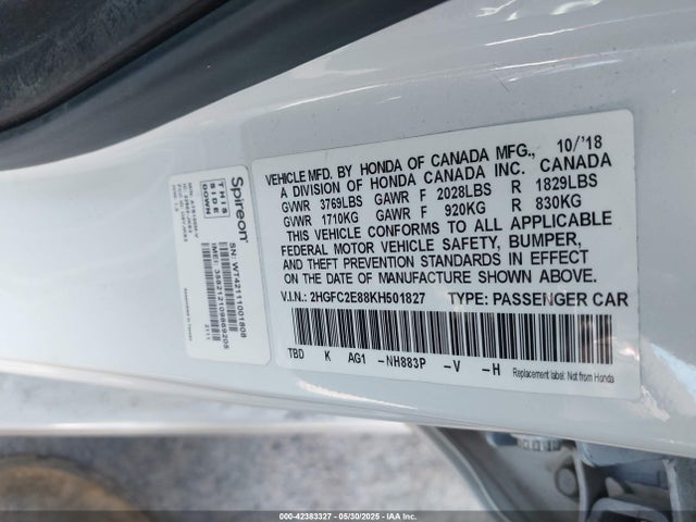 Honda k20c2 2019 2HGFC2E88KH501827 Image 9