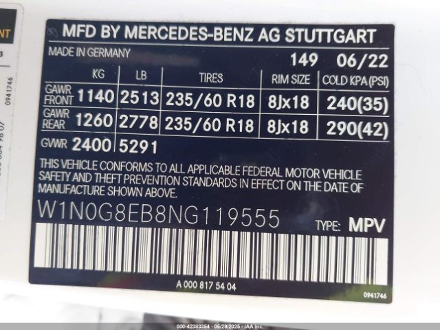 2022 MERCEDES-BENZ GLC 300 W1N0G8EB8NG119555 Photo 8