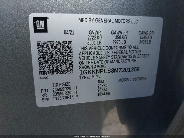 1GKKNPLS8MZ201358 GMC lgx
