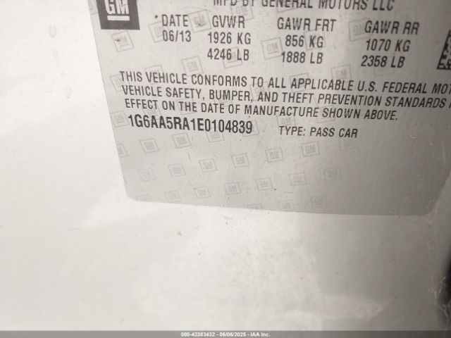 1G6AA5RA1E0104839 Cadillac Ats Standard