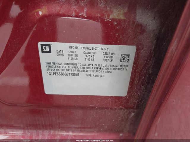 1G1PE5SB6G7173026 Chevrolet Cruze Limited 1lt Auto