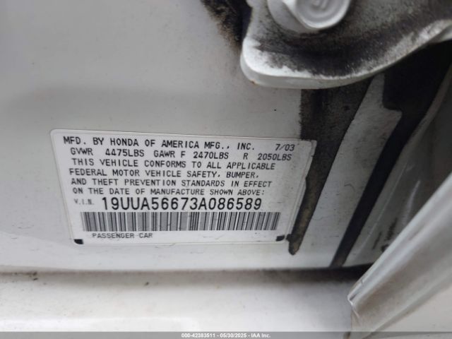 2003 ACURA TL 19UUA56673A086589 Photo 8