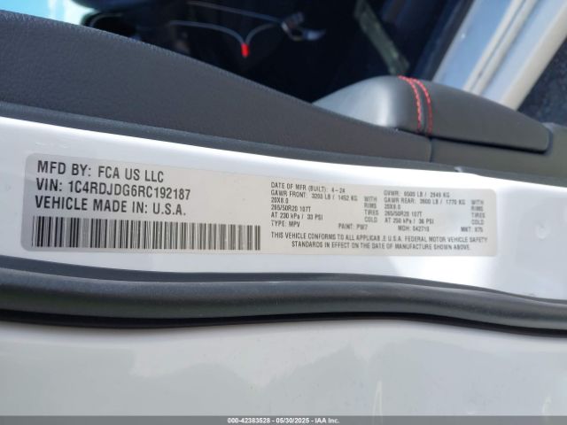 1C4RDJDG6RC192187 Dodge Durango Gt Plus Awd
