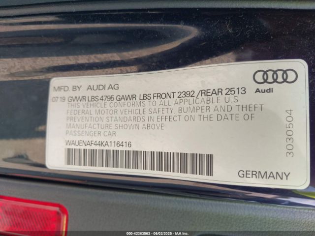 2019 AUDI A4 WAUENAF44KA116416 Photo 8
