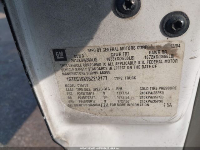 2005 GMC SIERRA 1500 1GTEC19X95Z213177 Photo 8