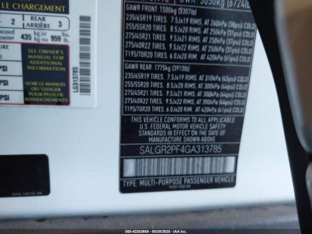 2016 LAND ROVER RANGE ROVER SALGR2PF4GA313785 Photo 8