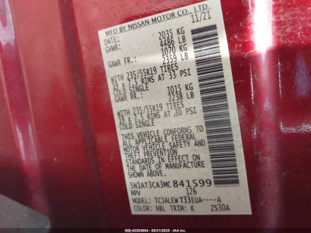 2021 NISSAN ROGUE 5N1AT3CA3MC841599 Photo 8