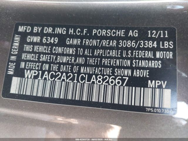 2012 PORSCHE CAYENNE WP1AC2A21CLA82667 Photo 8