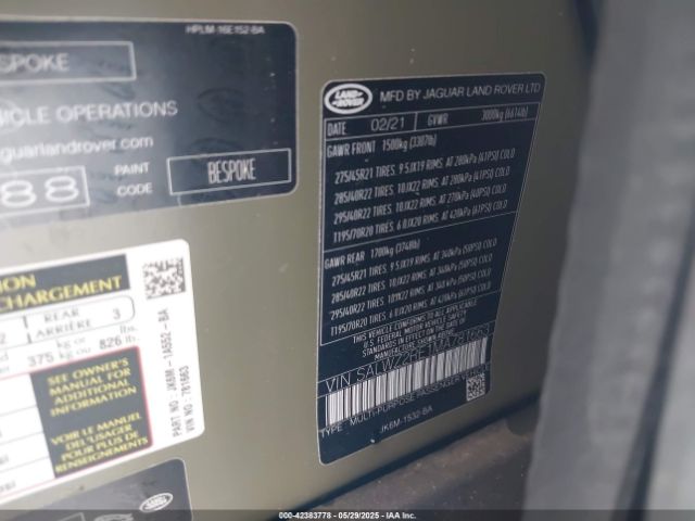 SALWZ2RE1MA781663 Land Rover aj133 s/c
