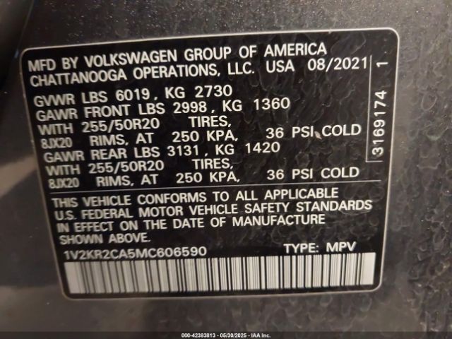 2021 VOLKSWAGEN ATLAS 1V2KR2CA5MC606590 Photo 8