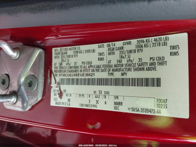 1FMCU0JX6EUE39521 Ford Escape Titanium
