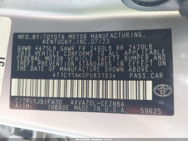 4T1C11AK0PU831934 Toyota CAMRY LE