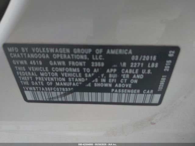 2015 VOLKSWAGEN PASSAT 1VWBT7A35FC078330 Photo 8