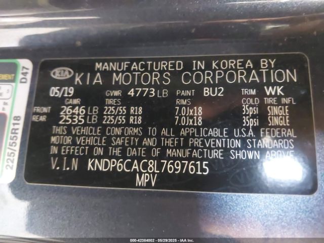 KNDP6CAC8L7697615 KIA gdi theta ii