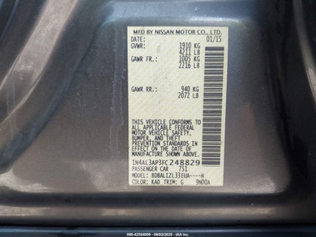 1N4AL3AP3FC248829 Nissan Altima 2.5 Sv