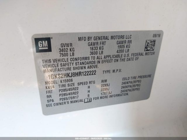 2017 GMC YUKON XL 1GKS2HKJ8HR122222 Photo 8