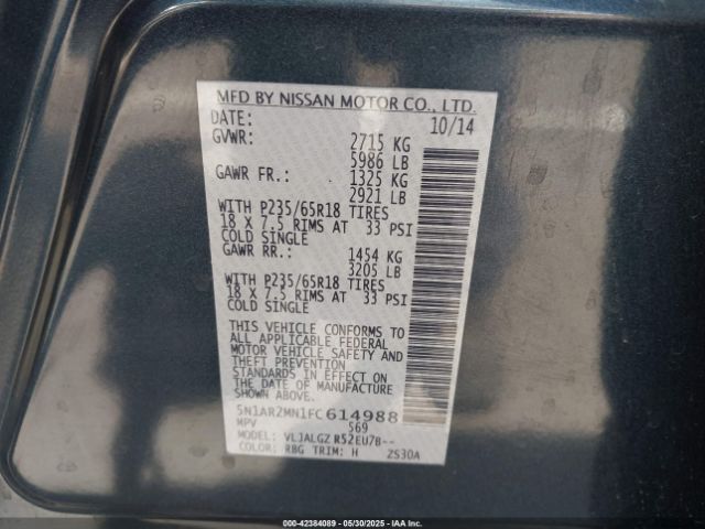 5N1AR2MN1FC614988 Nissan 2015