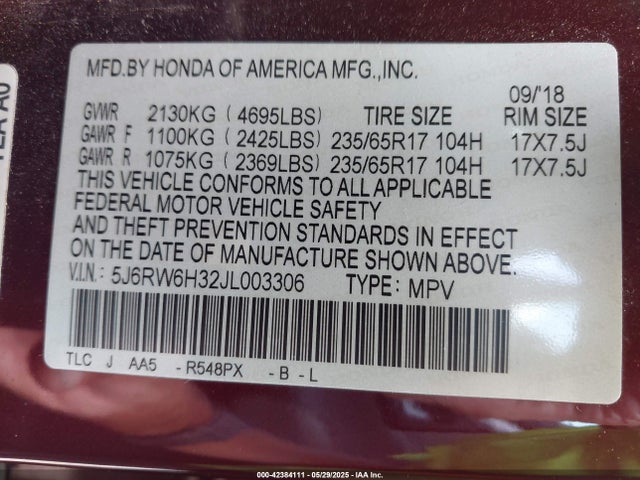 5J6RW6H32JL003306 Honda k24w9/k24v9