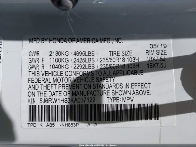 5J6RW1H83KA037122 Honda l15be