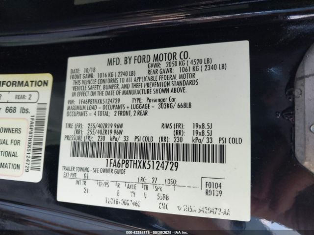 2019 FORD MUSTANG 1FA6P8THXK5124729 Photo 8