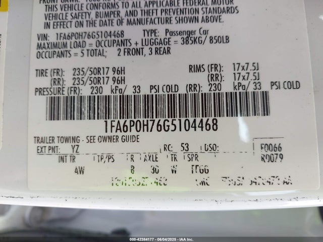 1FA6P0H76G5104468 Ford 2016