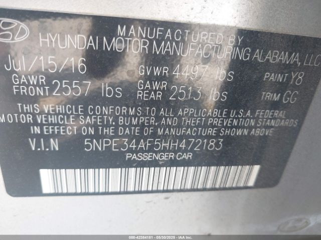 5NPE34AF5HH472183 Hyundai Sonata Sport/limited