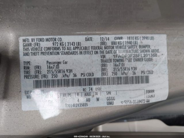 1FADP3F28FL201388 Ford FOCUS SE