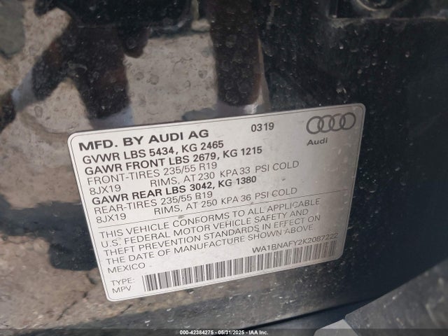 2019 AUDI Q5 WA1BNAFY2K2087222 Photo 8