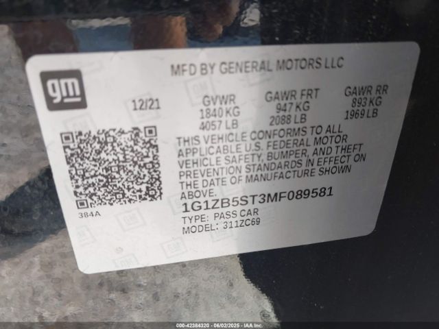 2021 CHEVROLET MALIBU 1G1ZB5ST3MF089581 Photo 8