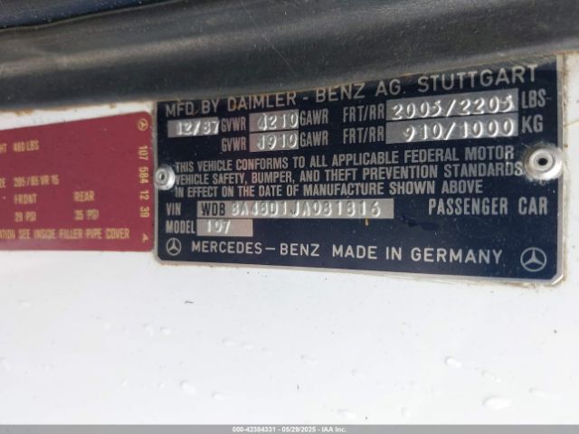 1988 MERCEDES-BENZ 560 WDBBA48D1JA081816 Photo 8