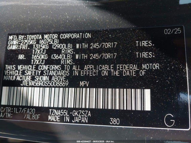 Toyota t24a-fts 2025 JTEVA5BR0S5008869 Image 9