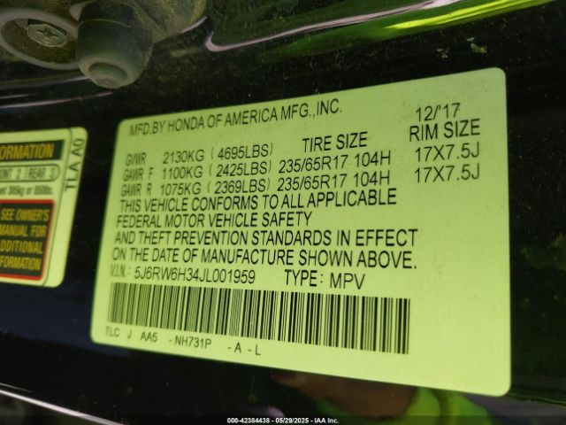 2018 HONDA CR-V 5J6RW6H34JL001959 Photo 8