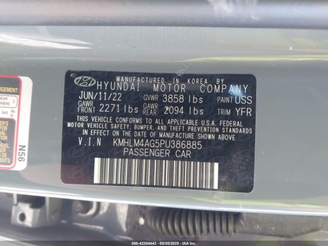 KMHLM4AG5PU386885 Hyundai mpi nu pe